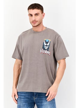 MARVEL Men Crew Neck Short Sleeve Graphic Print T-Shirt, Grey  - Image 1