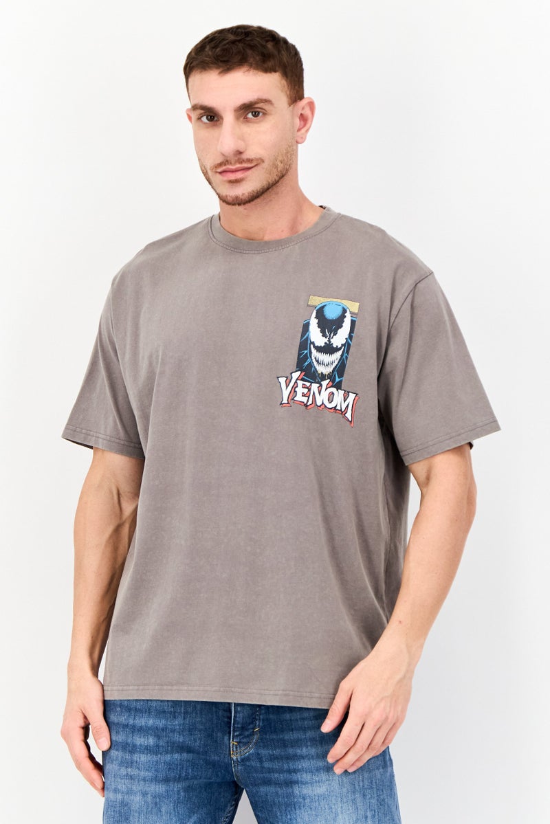 MARVEL Men Crew Neck Short Sleeve Graphic Print T-Shirt, Grey - Image 1