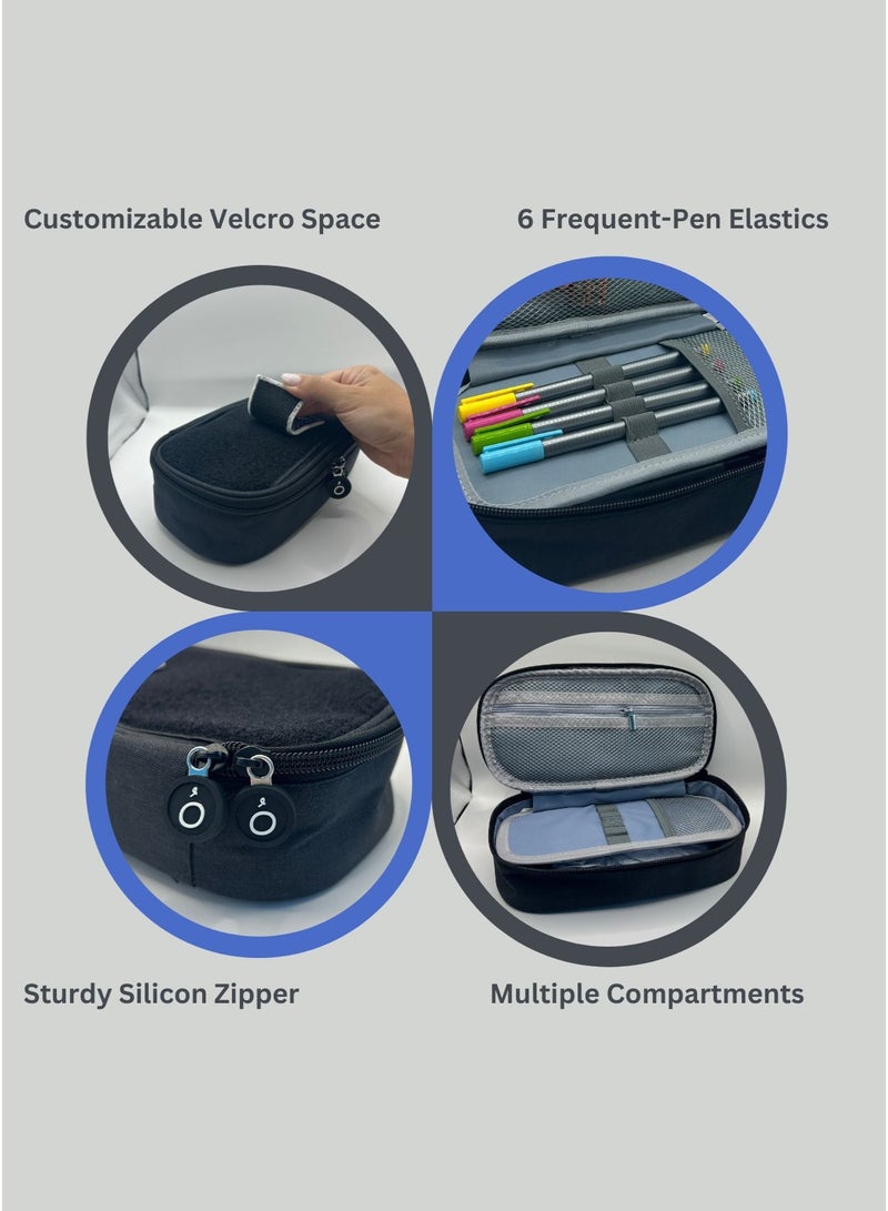 Project Nomad Tacti-cool Pencil Case – Large Pouch for School/Office Supplies, Multiple Pen Section & add-on accessories, Big Capacity for pencils and stationery, Aesthetic Creative Bag for Girls/Boys, Black - Image 2