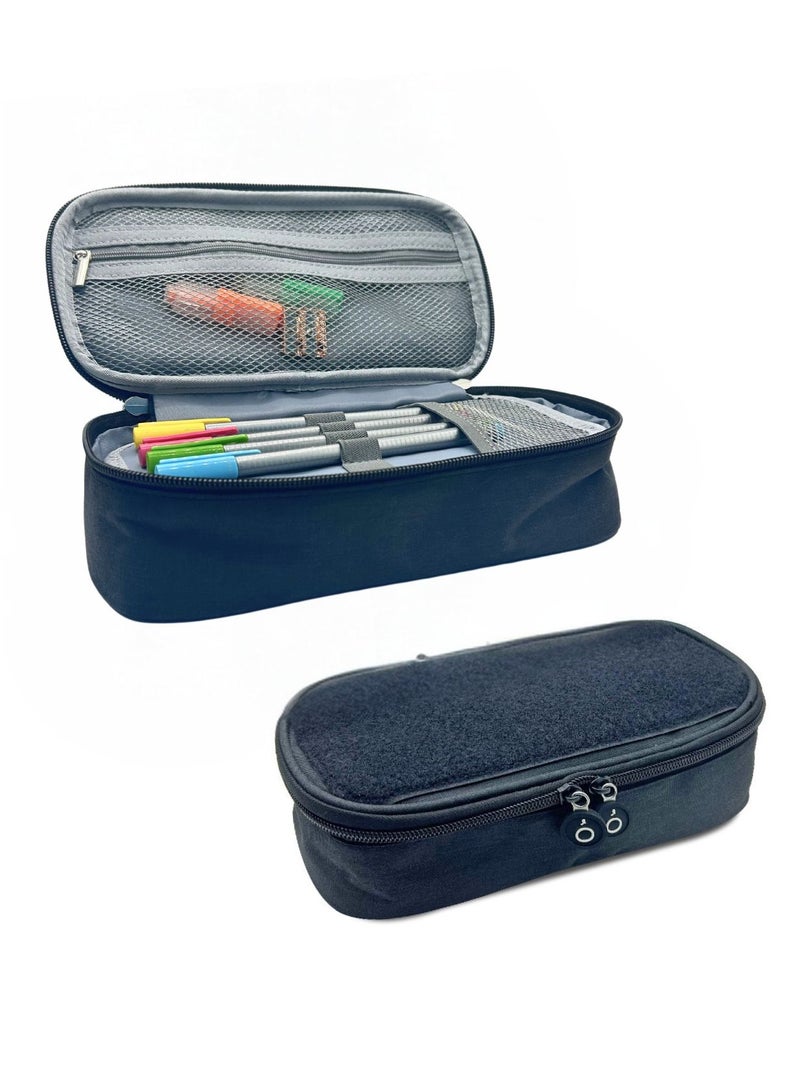 Project Nomad Tacti-cool Pencil Case – Large Pouch for School/Office Supplies, Multiple Pen Section & add-on accessories, Big Capacity for pencils and stationery, Aesthetic Creative Bag for Girls/Boys, Black - Image 1