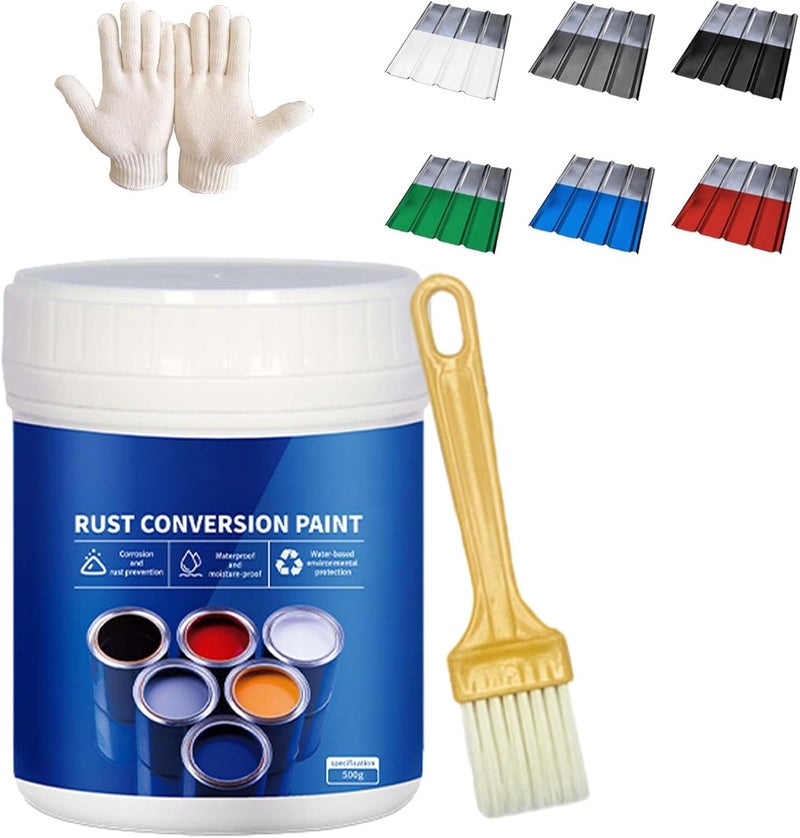 Weatherproof Rust Converter Paint for Metal, Rust Conversion Paint, 4-in-1 RUst Conversion paint for Metal, Water‑Based Industrial Anti‑rust painting with Tool(Green-35.2 Oz) - Image 1