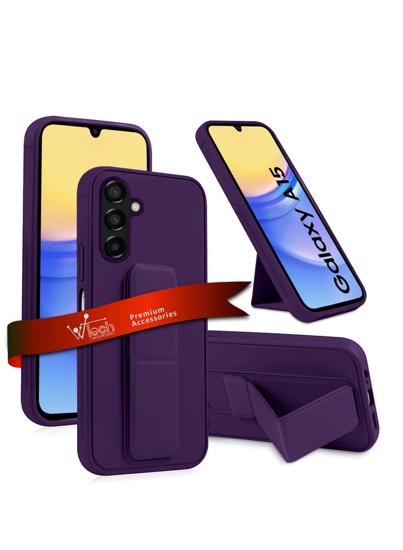 Wtech Hand Grip Foldable Magnetic Kickstand Wrist Strap Finger Grip With Built-In Iron Case Cover For Samsung Galaxy A15 4G / 5G 2023 Eggplant Purple - Image 1