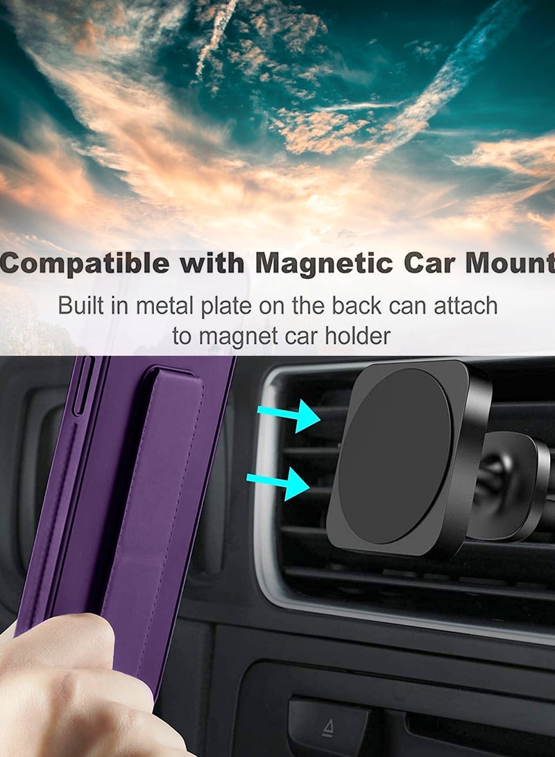 Wtech Hand Grip Foldable Magnetic Kickstand Wrist Strap Finger Grip With Built-In Iron Case Cover For Samsung Galaxy A15 4G / 5G 2023 Eggplant Purple - Image 3