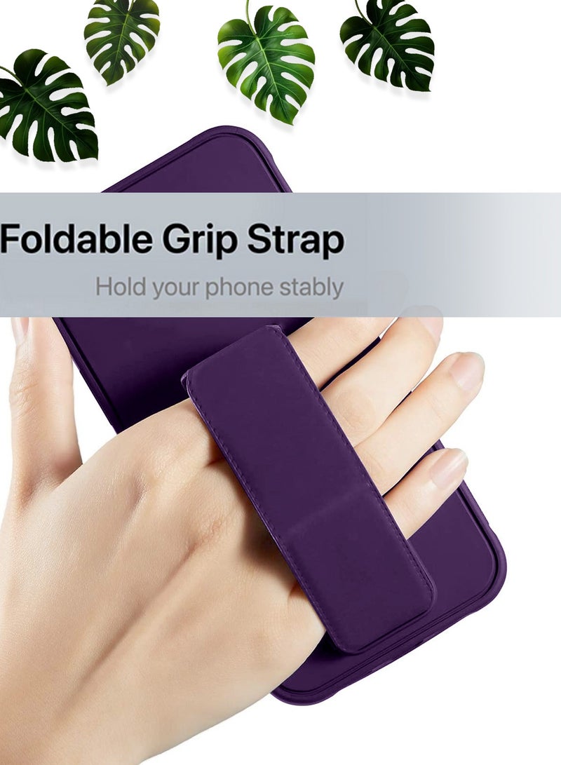 Wtech Hand Grip Foldable Magnetic Kickstand Wrist Strap Finger Grip With Built-In Iron Case Cover For Samsung Galaxy A15 4G / 5G 2023 Eggplant Purple - Image 2