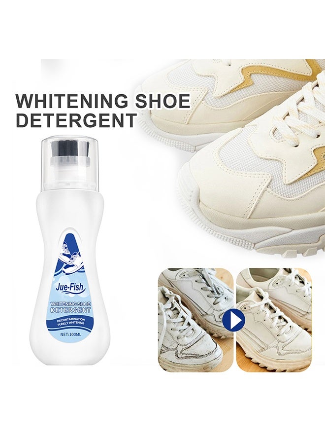 JUE-FISH Shoe Whitener Detergent，White Colour Restorer For sneakers，canvas & leather shoes，Instant Shoe Whitening Polish for a Brighter & Cleaner Look（100ml） - Image 1
