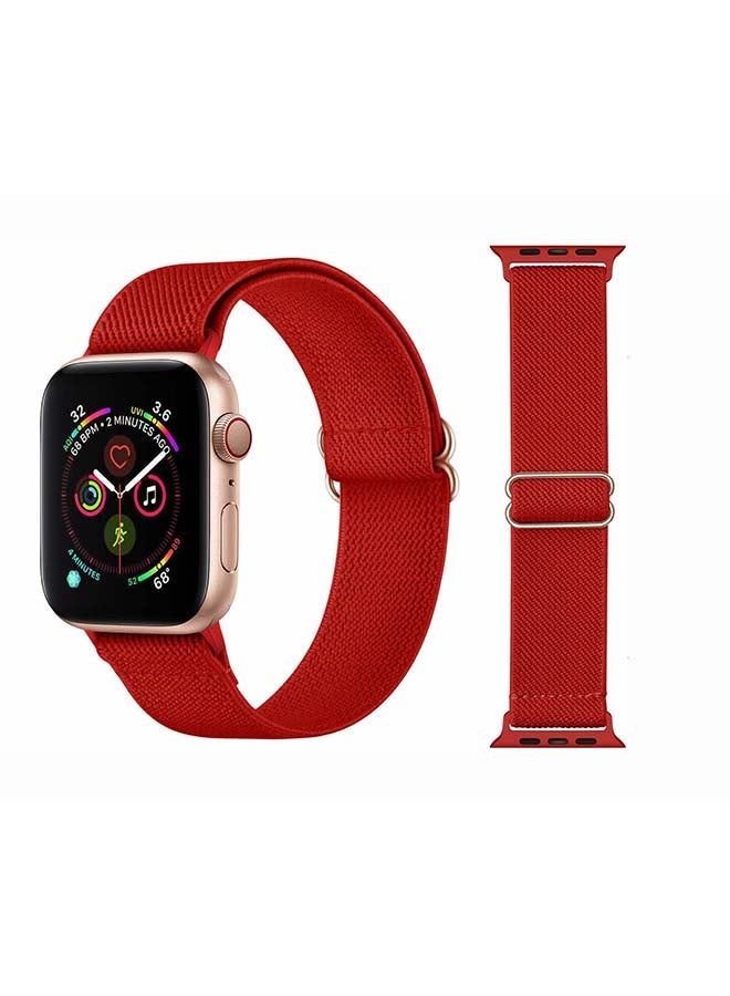 فيسوس شريط منفرد مضفر صلب قابل للتعديل لسلسلة Apple Watch Series 6/SE/5/4/3/2/1 44/42 مم أحمر