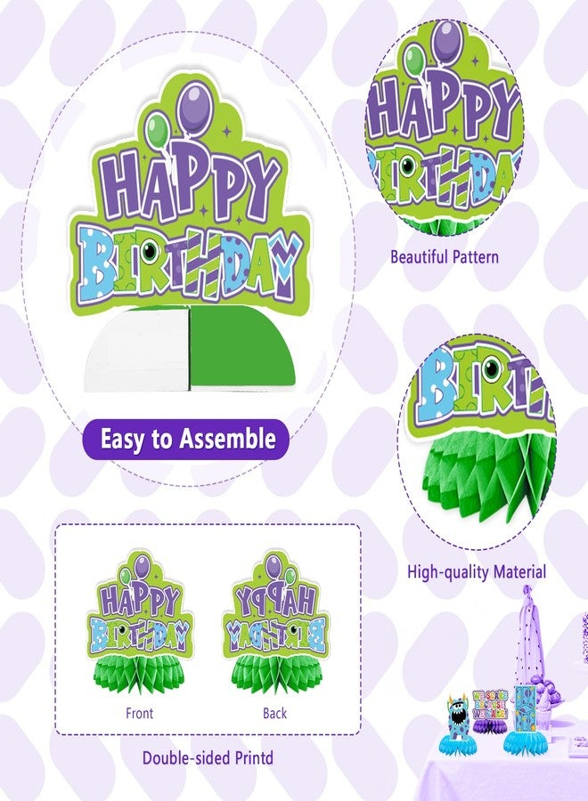 Greencian 9Pcs Monster Birthday Party Decorations Blue Green Purple Honeycomb Centerpieces Cartoon Monsters Themed Table Toppers for Kids Birthday Baby Shower Party Supplies Table Decoration - Image 4