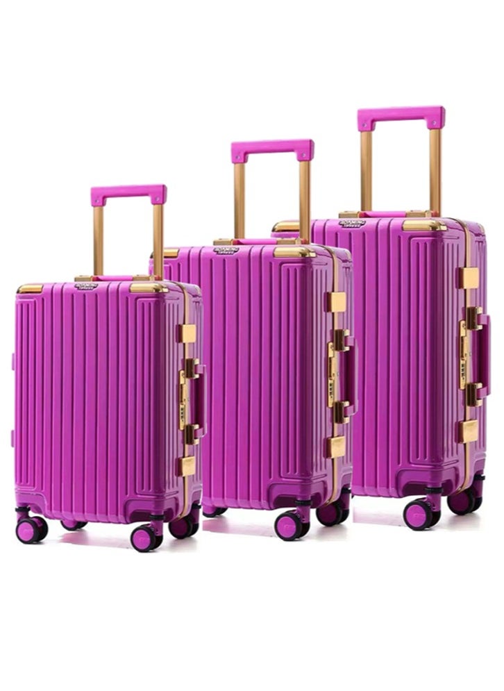 PK - 3 PCS TROLLEY LUGGAGE ALUMINUM FRAME POLY CARBON MATERIAL, LUGGAGE SUITCASE SET AND CABIN LUGGAGE BAG SET ROSE COLOUR - Image 1