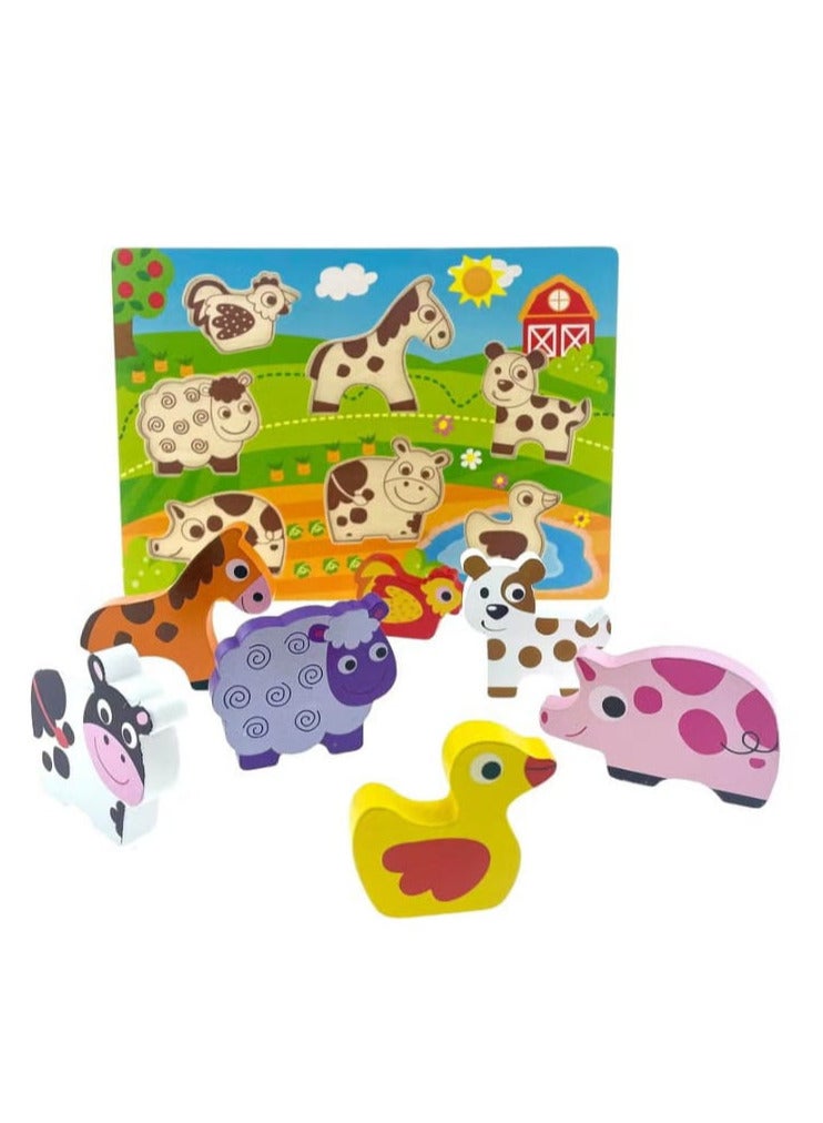 RB&G Wooden Puzzle with Large Pieces for Kids - Safari Animal Farm Puzzle 1 Year Old Baby - Image 2