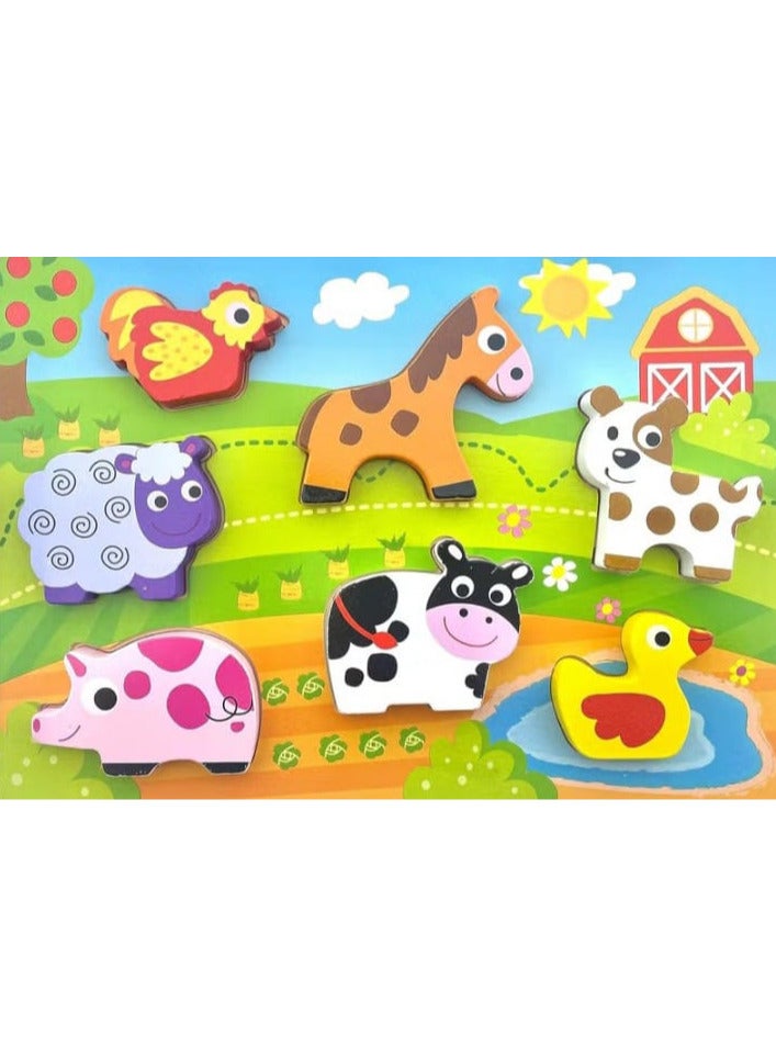 RB&G Wooden Puzzle with Large Pieces for Kids - Safari Animal Farm Puzzle 1 Year Old Baby - Image 3