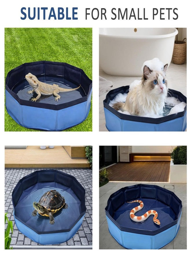 Eooqi Foldable Bearded Dragon Bath Tub, Collapsible Reptile Bath Pool for Lizards, Hedgehogs & Small Pets, Portable Non-Slip Water Tub (Blue, 19 x 3.5 in) - Image 4