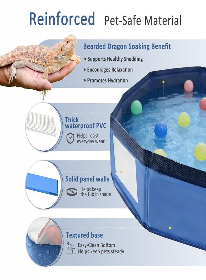 Eooqi Foldable Bearded Dragon Bath Tub, Collapsible Reptile Bath Pool for Lizards, Hedgehogs & Small Pets, Portable Non-Slip Water Tub (Blue, 19 x 3.5 in) - Image 2