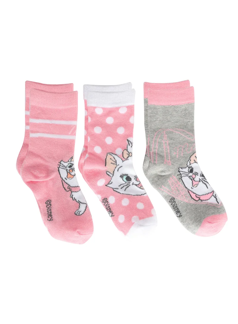ديزني The Disney Marie Socks, Ankle Crew Socks for Kids (2 to 4 Years), Pack of 3 socks