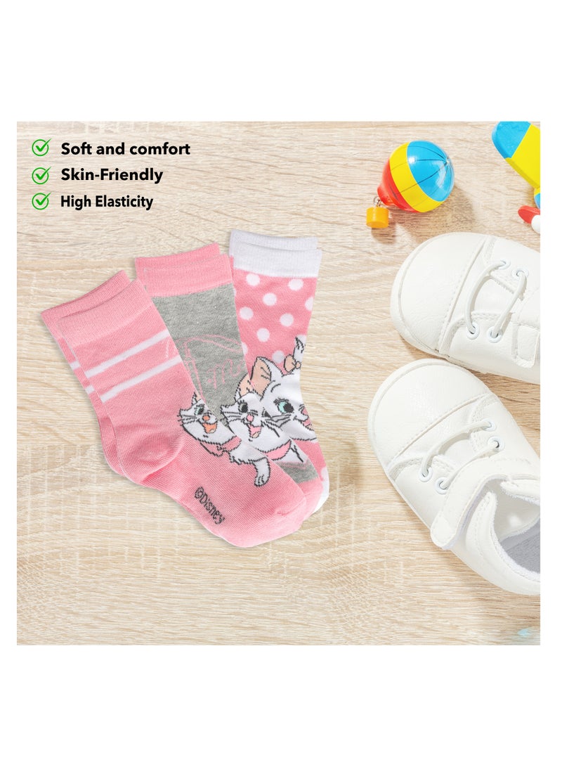 Disney The Disney Marie Socks, Ankle Crew Socks for Kids (2 to 4 Years), Pack of 3 socks  - Image 2