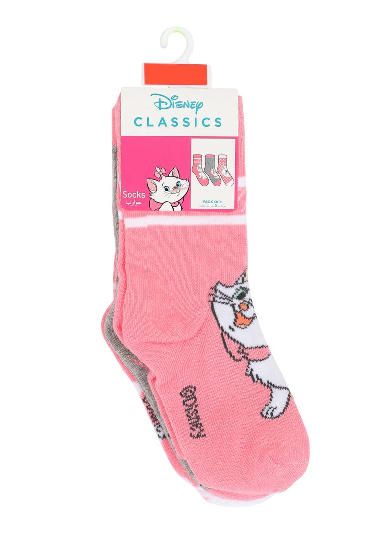 Disney The Disney Marie Socks, Ankle Crew Socks for Kids (2 to 4 Years), Pack of 3 socks  - Image 3