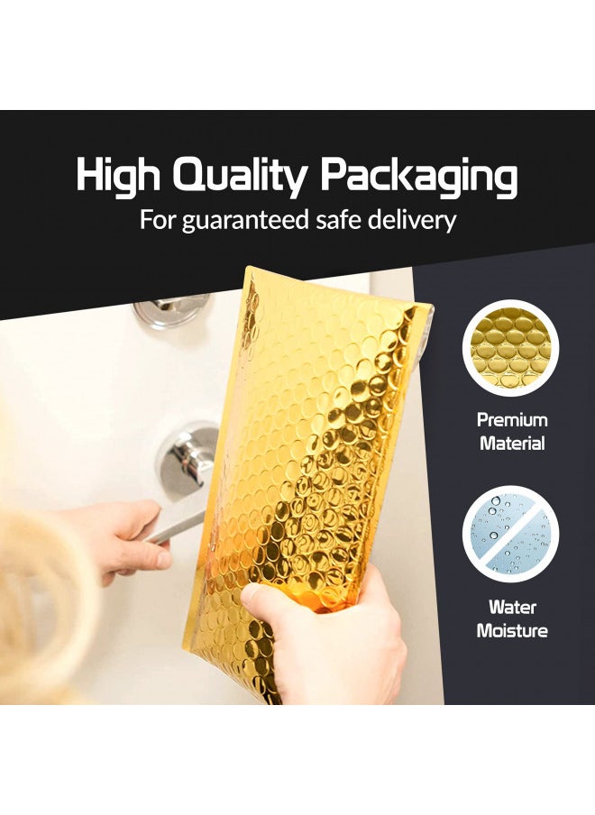 SPACE SEAL SPACE SEAL® Metallic Bubble Mailer 6x11 IN - 50 Pcs (Usable Size 6x10 IN) - Gold Bubble Mailers, Padded Shipping Envelopes, Bubble Poly mailers for Shipping, Mailing, Packaging for Business  - Image 1