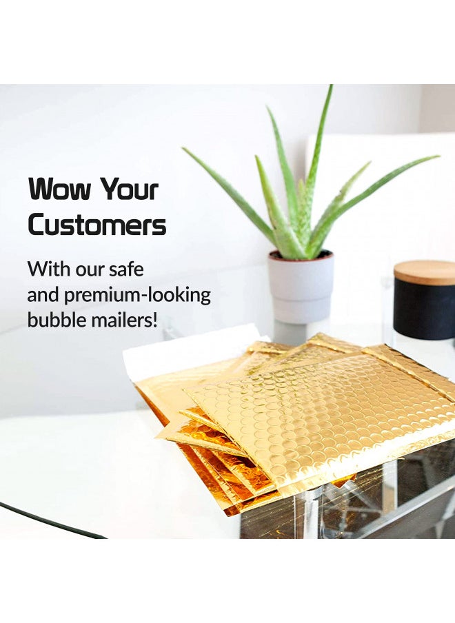 SPACE SEAL SPACE SEAL® Metallic Bubble Mailer 6x11 IN - 50 Pcs (Usable Size 6x10 IN) - Gold Bubble Mailers, Padded Shipping Envelopes, Bubble Poly mailers for Shipping, Mailing, Packaging for Business  - Image 3