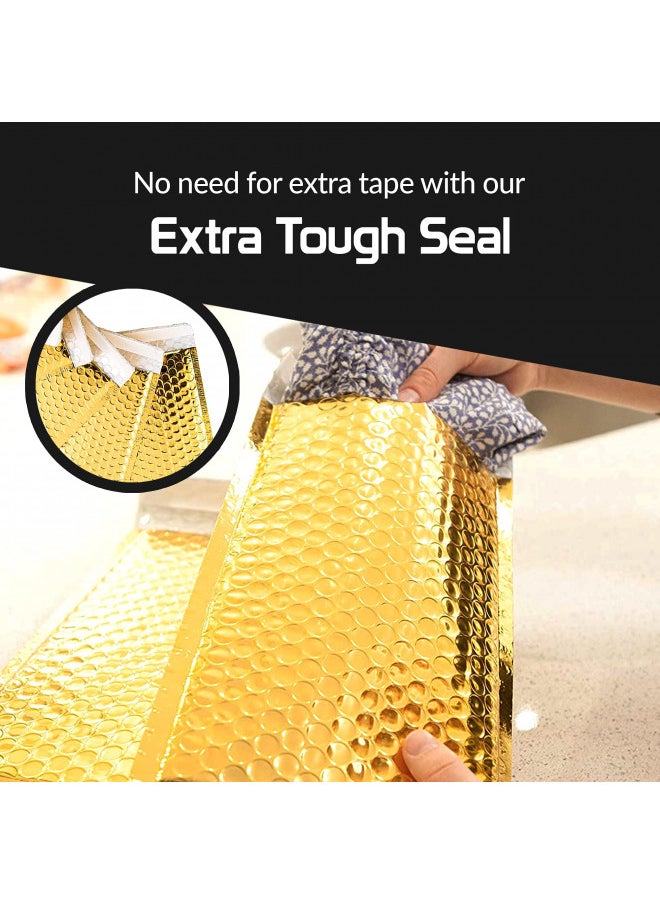 SPACE SEAL SPACE SEAL® Metallic Bubble Mailer 6x11 IN - 50 Pcs (Usable Size 6x10 IN) - Gold Bubble Mailers, Padded Shipping Envelopes, Bubble Poly mailers for Shipping, Mailing, Packaging for Business  - Image 2