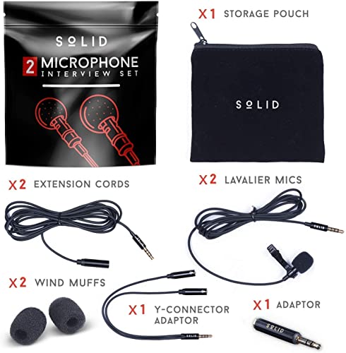 !Solid Solid Clip On Lavalier Lapel Microphone 2 Pack Set for iPhone and Android Vlogging, Interview, Selfie Videos - Image 2