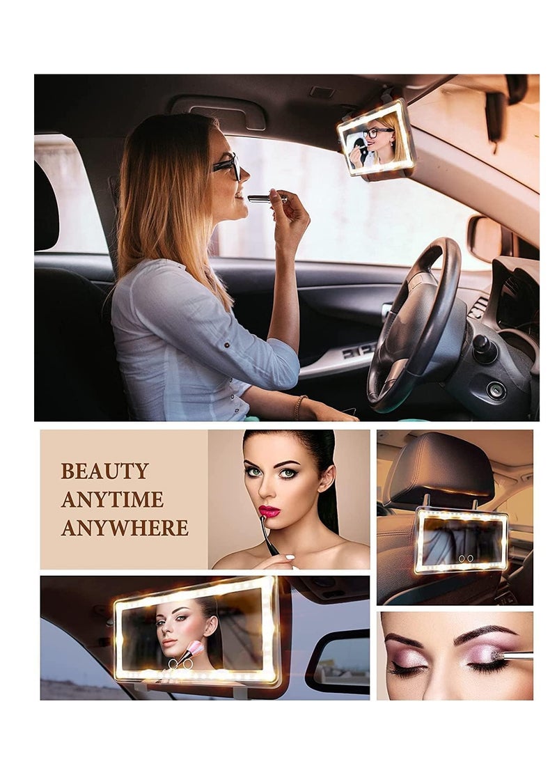 Generic Car Visor Vanity Mirror With Led Lights, Car Mirror Light Rechargeable Makeup Mirror With 3 Light Modes, Car Visor Mirror, Car Vanity Mirror For Car Truck SUV, White  - Image 3