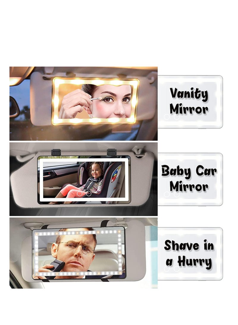 Generic Car Visor Vanity Mirror With Led Lights, Car Mirror Light Rechargeable Makeup Mirror With 3 Light Modes, Car Visor Mirror, Car Vanity Mirror For Car Truck SUV, White  - Image 5
