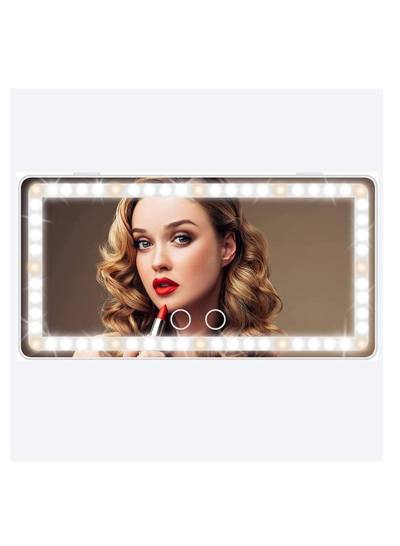 Generic Car Visor Vanity Mirror With Led Lights, Car Mirror Light Rechargeable Makeup Mirror With 3 Light Modes, Car Visor Mirror, Car Vanity Mirror For Car Truck SUV, White  - Image 1