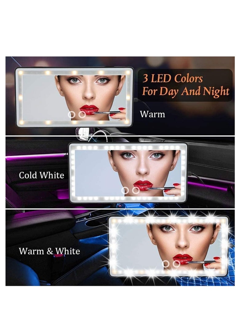 Generic Car Visor Vanity Mirror With Led Lights, Car Mirror Light Rechargeable Makeup Mirror With 3 Light Modes, Car Visor Mirror, Car Vanity Mirror For Car Truck SUV, White  - Image 4