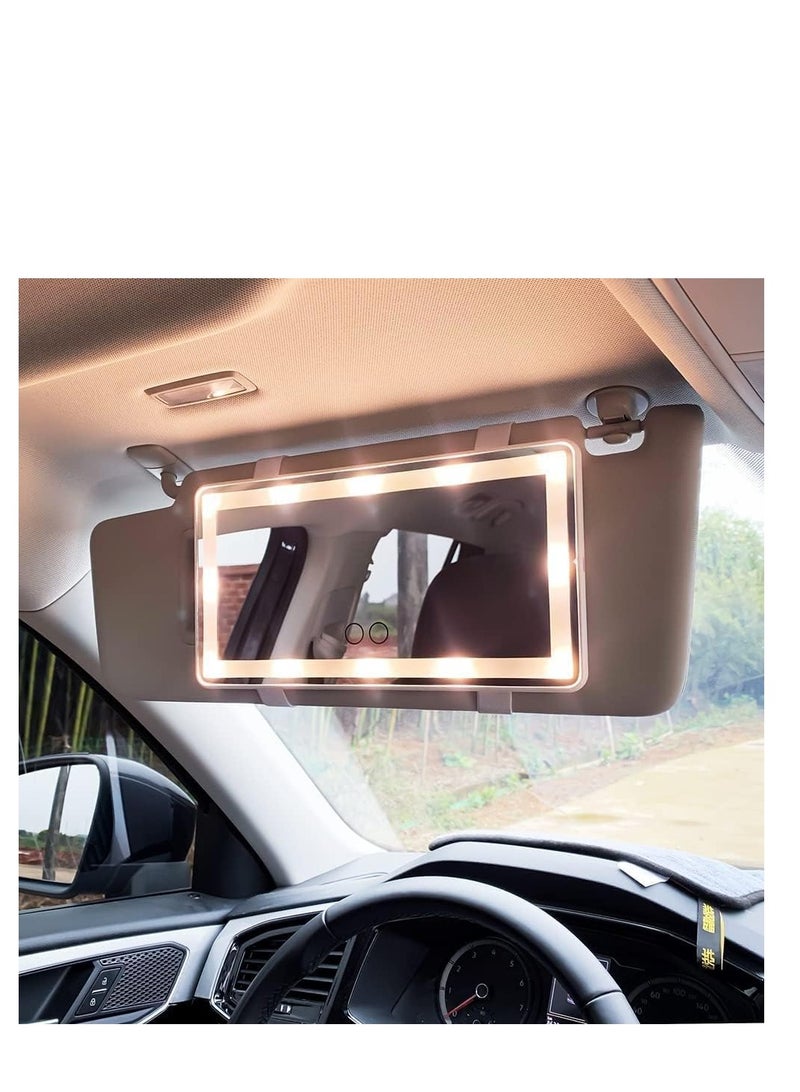 Generic Car Visor Vanity Mirror With Led Lights, Car Mirror Light Rechargeable Makeup Mirror With 3 Light Modes, Car Visor Mirror, Car Vanity Mirror For Car Truck SUV, White  - Image 2