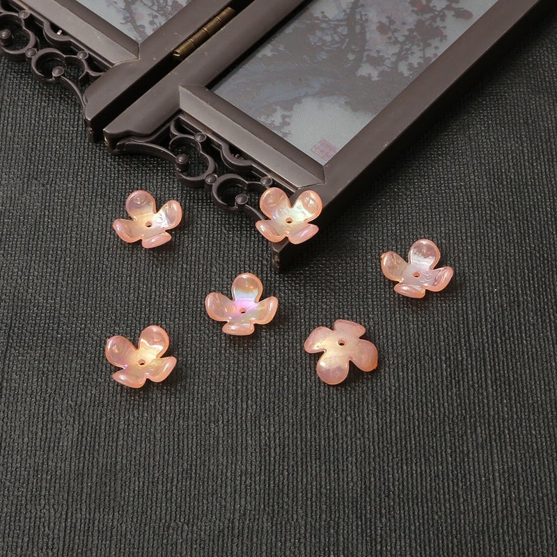 20 price acrylic imitation petals four-petal flower holder accessories handmade diy antique accessories Hanfu hairpin material Orange Pink Four-petal Flower 