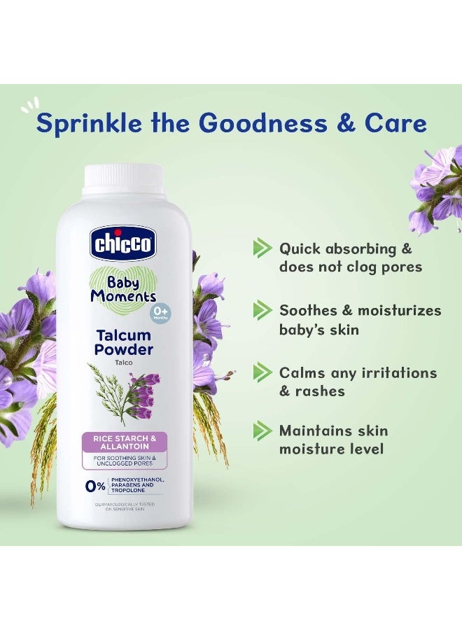 شيكو بودرة التلك بيبي مومنتس من شيكو بمكونات طبيعية، تلطف وترطب بشرة الطفل، تم اختبارها من قبل أطباء الجلدية، خالية من البارابين، خالية من الفينوكسي إيثانول منذ الولادة فما فوق (150 جم)، أبيض - Image 2