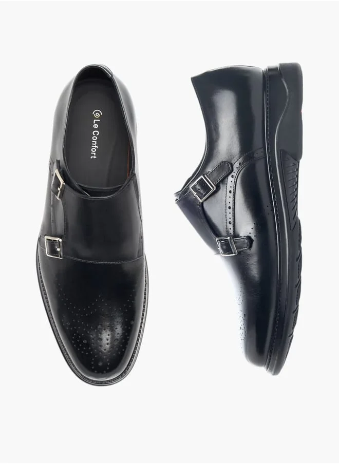 لو كونفورت Mens Textured Slip-On Monk Shoes