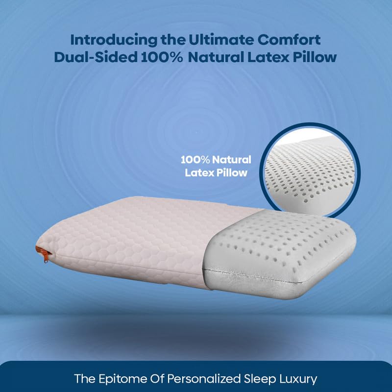 SLEEP XPERT وسادة سرير فليب دوال كومفورت من سليب إكسبرت مصنوعة من رغوة اللاتكس الطبيعية | الأفضل لتخفيف آلام الرقبة | غطاء بسحاب من قطن فيسكو مجاني 24x16x5.5 بوصة (عبوة من 2) - Image 4