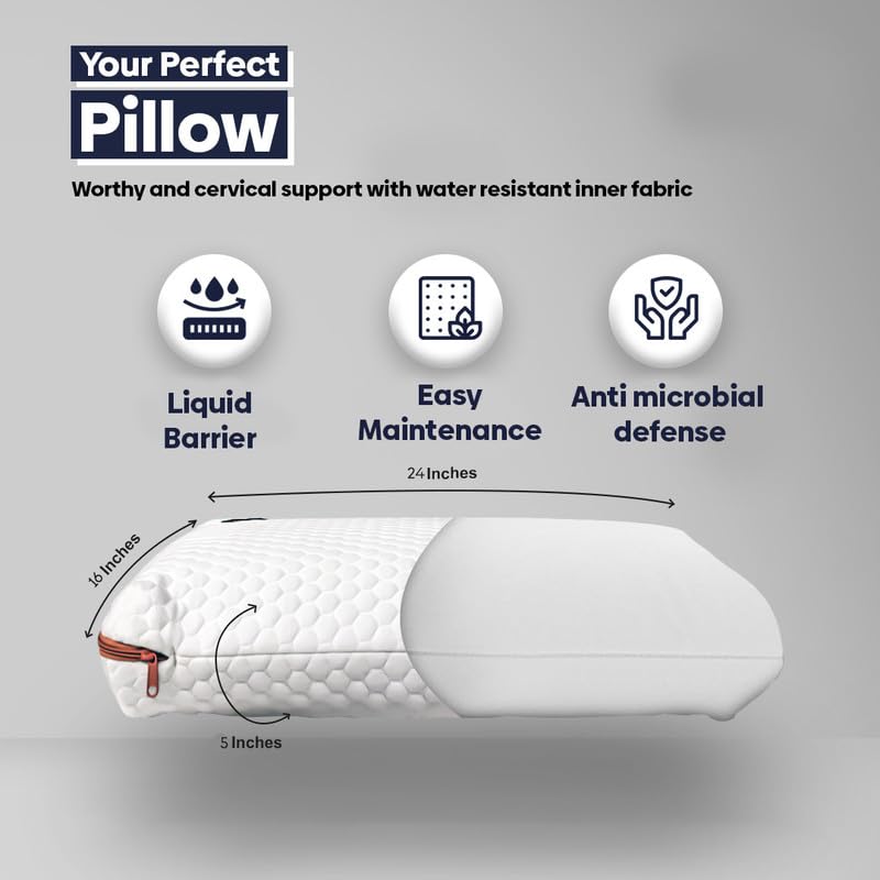SLEEP XPERT وسادة سرير فليب دوال كومفورت من سليب إكسبرت مصنوعة من رغوة اللاتكس الطبيعية | الأفضل لتخفيف آلام الرقبة | غطاء بسحاب من قطن فيسكو مجاني 24x16x5.5 بوصة (عبوة من 2) - Image 3