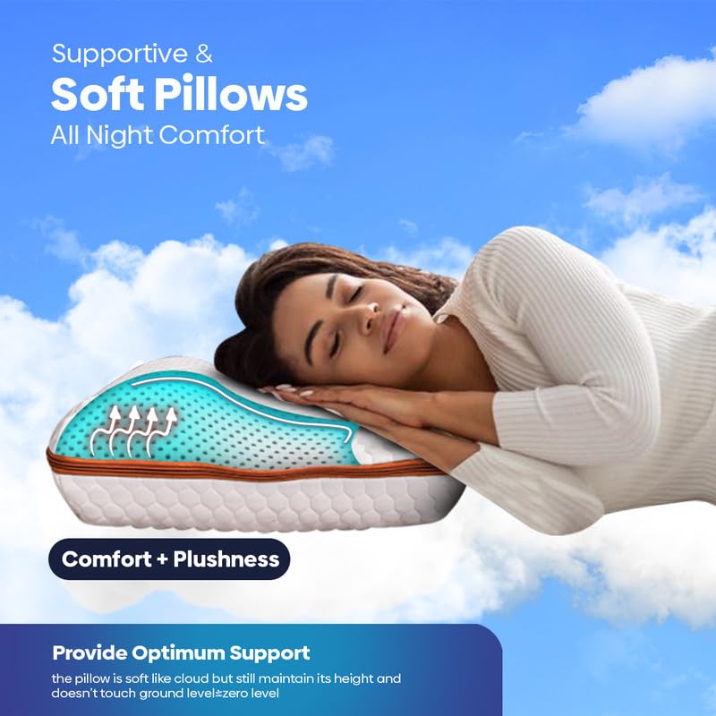 SLEEP XPERT وسادة سرير فليب دوال كومفورت من سليب إكسبرت مصنوعة من رغوة اللاتكس الطبيعية | الأفضل لتخفيف آلام الرقبة | غطاء بسحاب من قطن فيسكو مجاني 24x16x5.5 بوصة (عبوة من 2) - Image 5