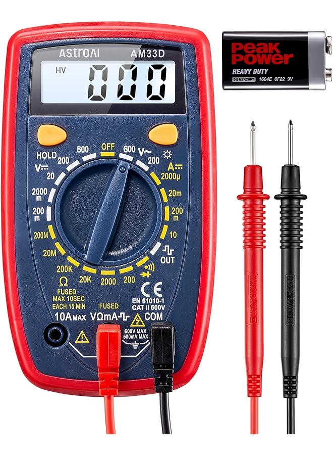 Astroai Digital Multimeter Voltmeter Ohmmeter Ammeter Multi Tester Meter With Backlit Lcd Electronic Test Meter Measures Voltage, Current, Resistance; Tests Continuity, Diode - Image 1