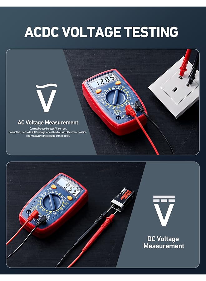Astroai Digital Multimeter Voltmeter Ohmmeter Ammeter Multi Tester Meter With Backlit Lcd Electronic Test Meter Measures Voltage, Current, Resistance; Tests Continuity, Diode - Image 4