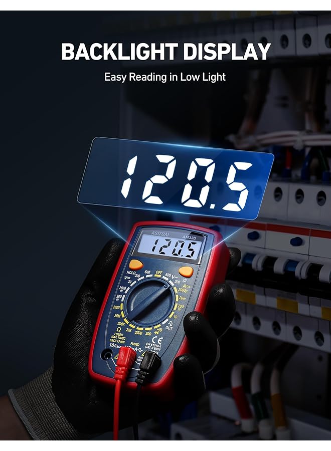 Astroai Digital Multimeter Voltmeter Ohmmeter Ammeter Multi Tester Meter With Backlit Lcd Electronic Test Meter Measures Voltage, Current, Resistance; Tests Continuity, Diode - Image 5