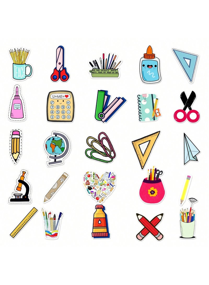 50pcs INS-Style Cartoon Stationery Stickers – Trendy Self-Adhesive Vinyl Decals for DIY Decoration of Luggage, Scooters, Fridges, Phones, Laptops, Notebooks & Scrapbooking Projects - Image 4