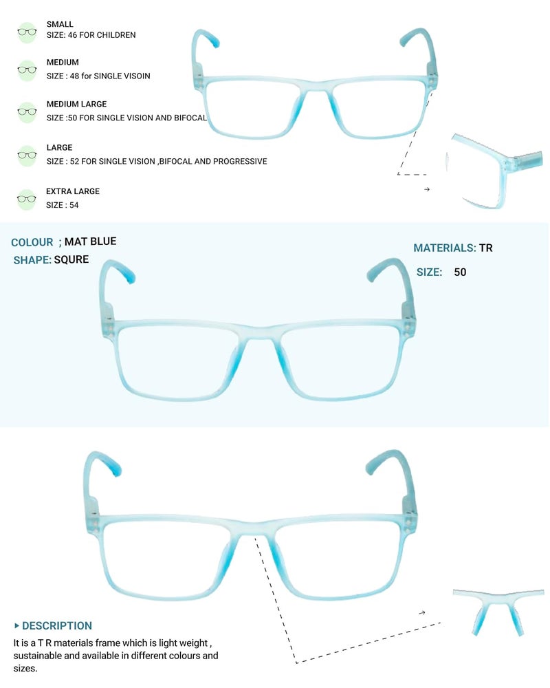 Lens+ Lensplus Square TR Full Rim Eyeglasses with Blue Cut Lightweight Unisex Eyewear for Men & Women | Stylish Computer & Daily Use Frame - Image 4