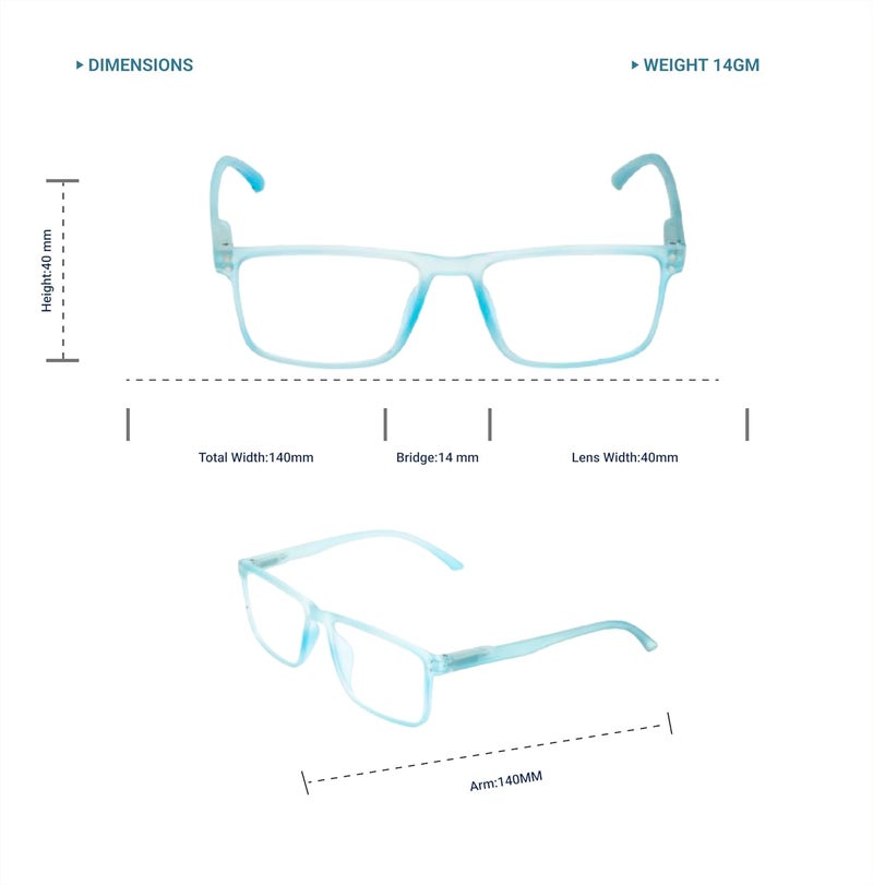 Lens+ Lensplus Square TR Full Rim Eyeglasses with Blue Cut Lightweight Unisex Eyewear for Men & Women | Stylish Computer & Daily Use Frame - Image 3