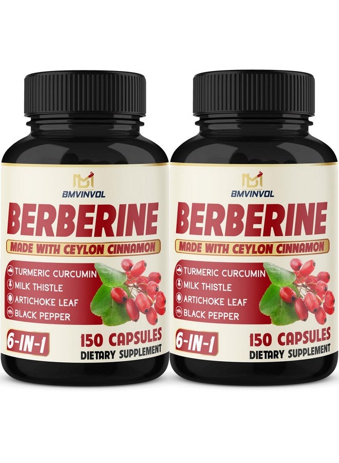 BMVINVOL 2 Pack Berberine HCl- Plus Ceylon Cinnamon, Turmeric, Milk Thistle, Artichoke, Black Pepper, Berberine HCI Root Supplements Pills - Immune System - Image 1