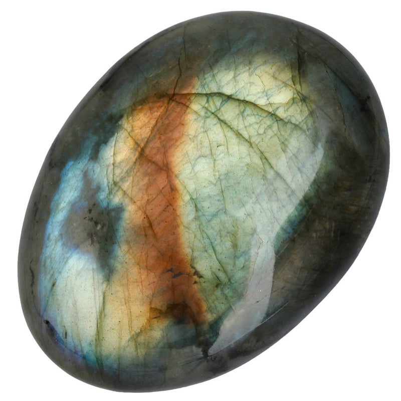 Rockcloud Irregular Polished Labradorite Palm Stones Worry Stones Pebble Healing Crystal with Velvet Bag - Image 1
