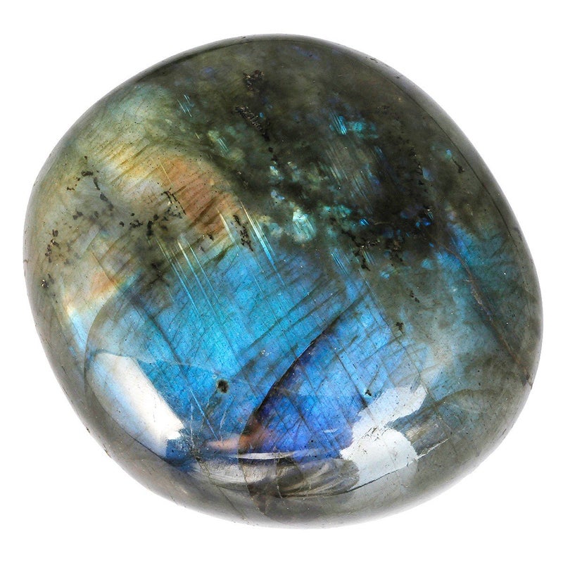 Rockcloud Irregular Polished Labradorite Palm Stones Worry Stones Pebble Healing Crystal with Velvet Bag - Image 3