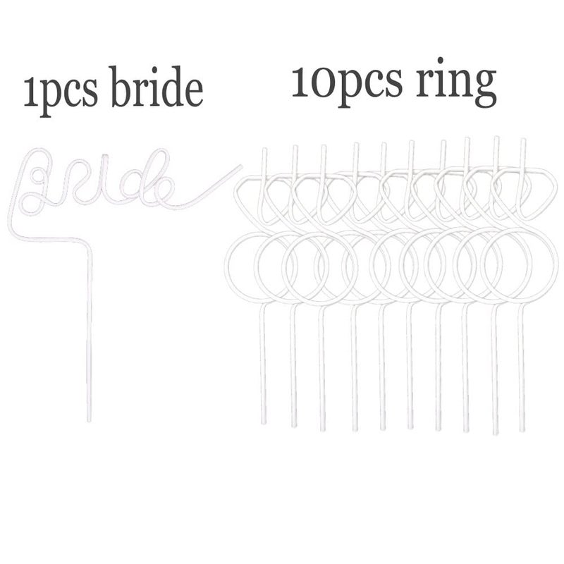 AILIJI Bachelorette Party Decorations Straws White Bride Straw + Diamond Ring Straws Set 11 Pcs Bride to Be Gift Bridal Shower Supplies - Image 3