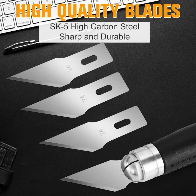Jetmore 100 Pack Hobby Blades #24 Craft Knife Blades Refill Hobby Knife Replacement Blade with Storage Box for DIY Cutting, Carving, Trimming - Image 3