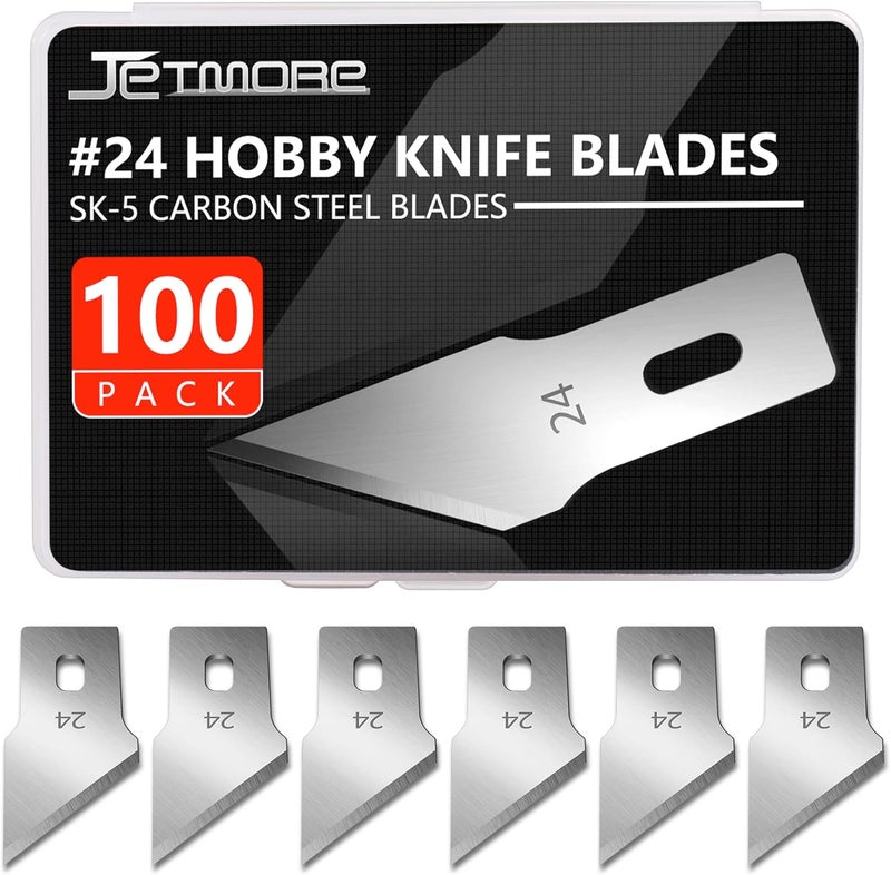 Jetmore 100 Pack Hobby Blades #24 Craft Knife Blades Refill Hobby Knife Replacement Blade with Storage Box for DIY Cutting, Carving, Trimming - Image 1