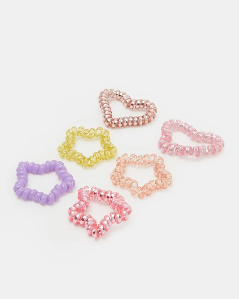 REDTAG Girls Assorted Embellished Hair Elastic Set (Pack of 6)