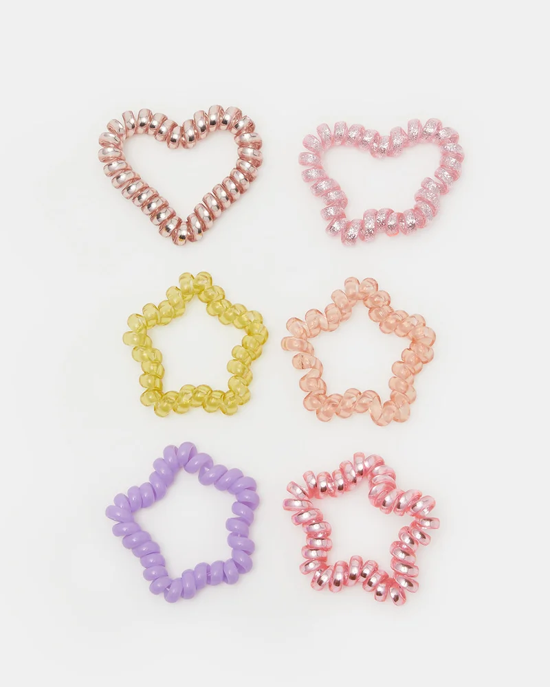 REDTAG Girls Assorted Embellished Hair Elastic Set (Pack of 6)