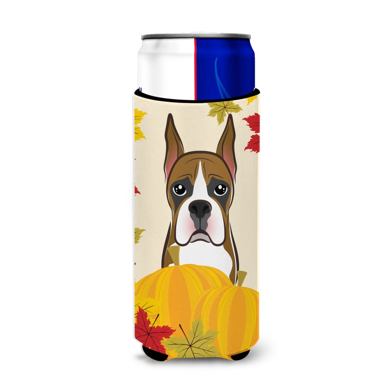 Caroline's Treasures ""Caroline's Treasures BB2029MUK """"Boxer Thanksgiving Michelob Ultra Koozies for Slim Cans  Multicolor""