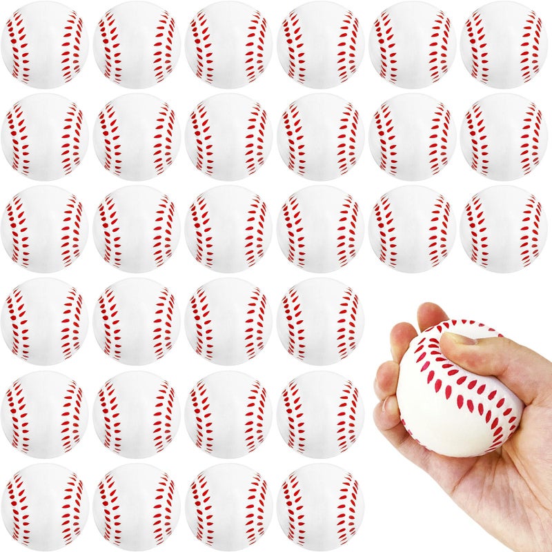Baaxxango 30 Pack Baseball Stress Balls25 Inch Soft Foam BaseballsSports Squeeze Balls Toys for KidsSchool Carnival RewardSports Theme Party - Image 2